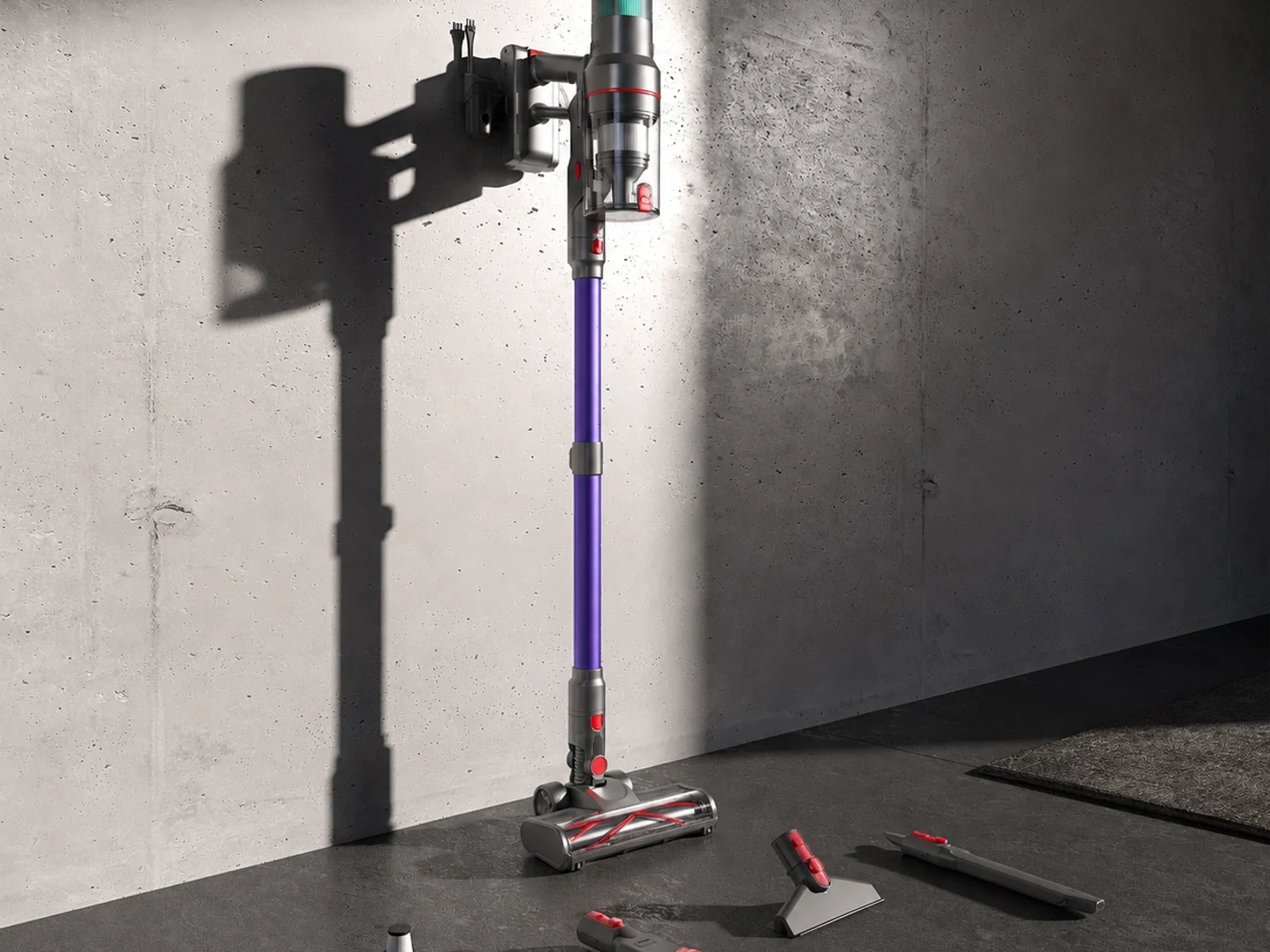 Le Nexam V1 Pro sur son support mural, entouré de ses accessoires